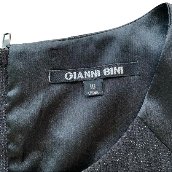 Gianni Bini Ruffle Tiered Metallic Shimmer Zip Cocktail Dress Black Size 10 - Picture 6 of 7